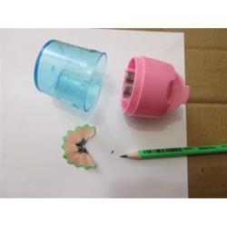 Temperówka plastikowa KEYROAD, pastel, podwójna, z pojemnikiem, blister, mix kolorów