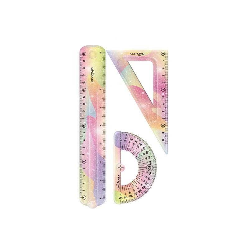 Zestaw geometryczny KEYROAD Glitter, elastyczny, 3 elem., blister
