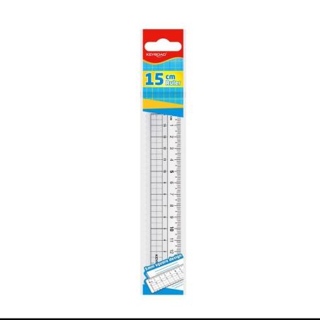 Linijka KEYROAD, 15cm, z falistą krawędzią, zawieszka, transparentna