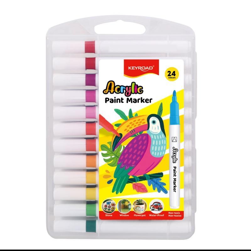 Markery akrylowe KEYROAD, 24 szt., plastikowe pudełko, mix kolorów