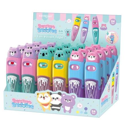 Korektor w taśmie KEYROAD Bounce Buddies, 5mmx6m, pakowane na displayu, mix kolorów