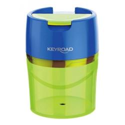 Temperówka metalowa KEYROAD Robby, podwójna, z pojemnikiem, blister, mix kolorów