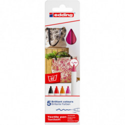 Pisak tekstylny e-4600/5 S EDDING, 1mm, 5 szt., pudełko, mix kolorów ciepłych
