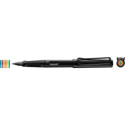 Pióro wieczne LAMY Safari 0B2 All Black, 6 kolorowych pierścieni, stalówka EF, czarne