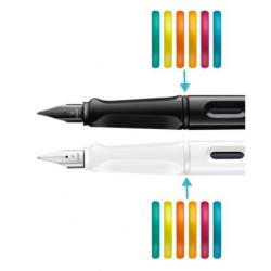 Pióro wieczne LAMY Safari 0B2 All Black, 6 kolorowych pierścieni, stalówka M, czarne