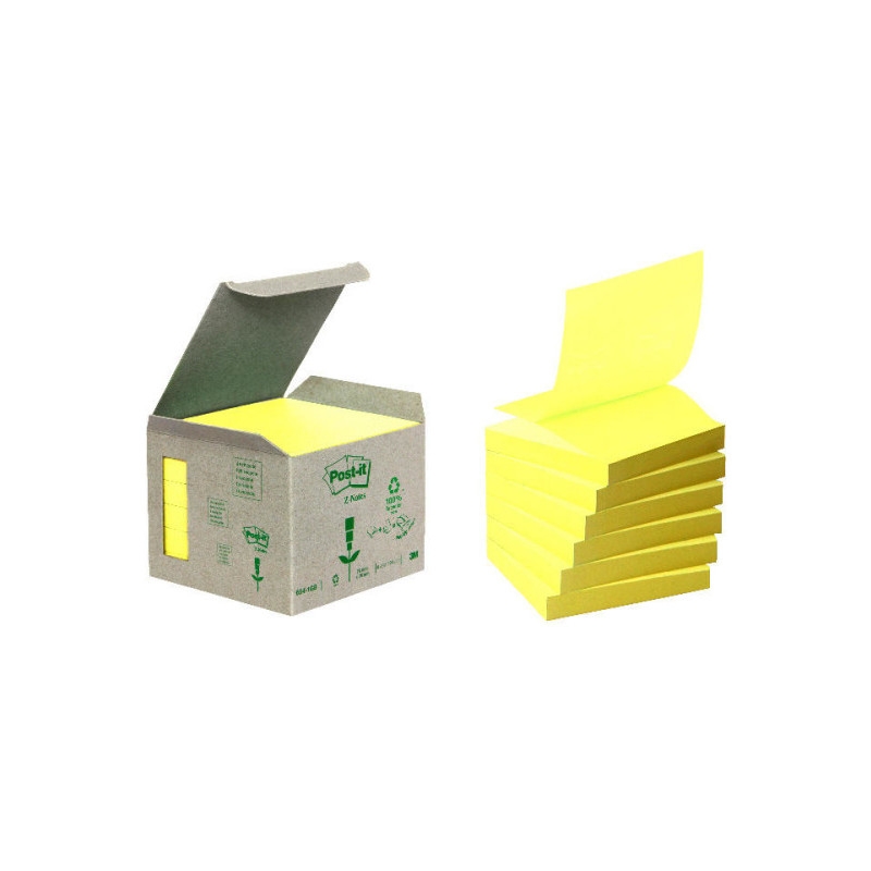 Post-it 3M Ekologiczne karteczki samoprzylepne Z-Notes Żółte 76x76mm, 16 bloczków po 100 sztuk