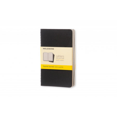 Zestaw 3 Zeszytów MOLESKINE Cahier Journals P (9x14cm) w kratkę, 64 strony, czarny