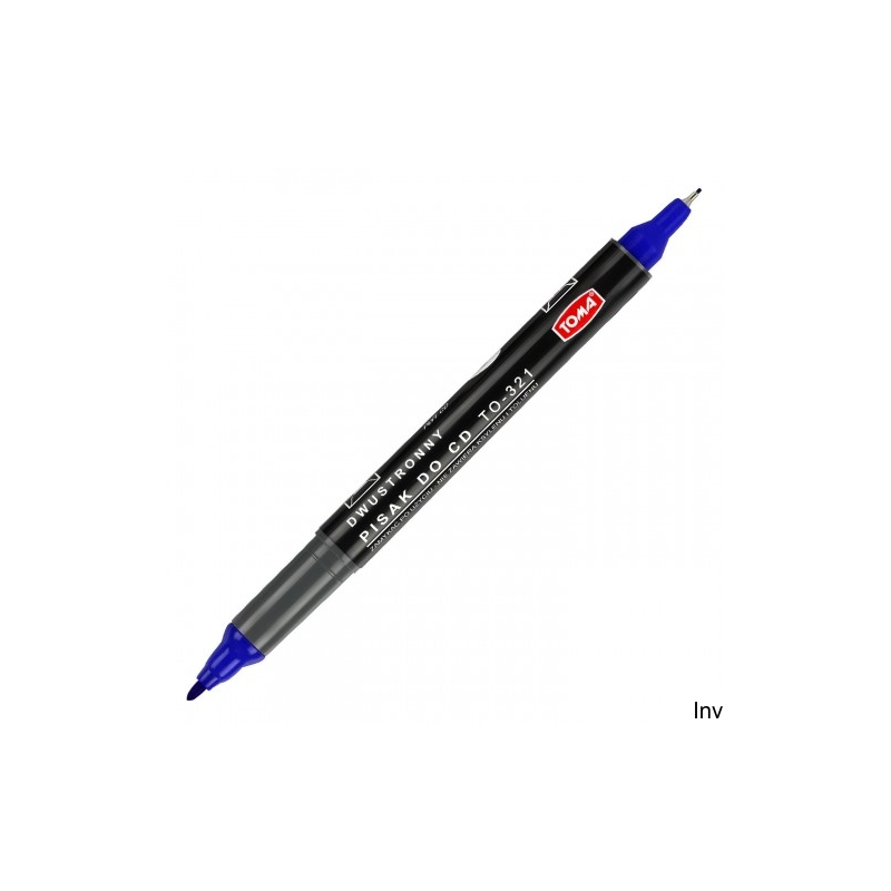 Pisak permanentny do CD Toma, 2-stronny, niebieski, końcówki 0,5 mm i 0,8 mm, wodoodporny