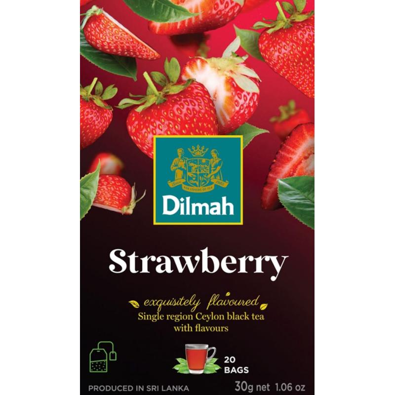 Herbata DILMAH, czarna, truskawka, 20 torebek