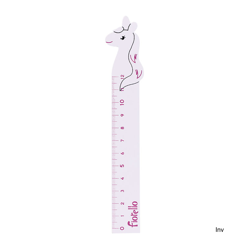 Linijka drewniana Fiorello 12 cm jednorożec z jednostkami mm, szablon do odrysowania, grubość 3 mm