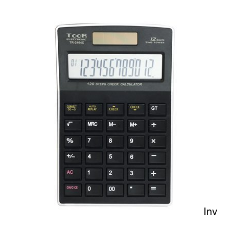 Kalkulator Toor TR-2464C, 12 pozycyjny, zasilanie bateryjne i słoneczne, duży wyświetlacz LCD, funkcja sprawdzania