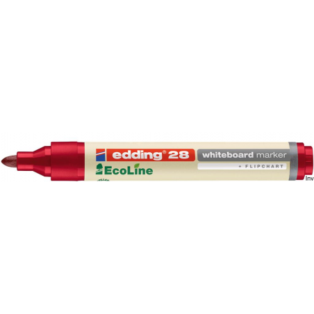 Edding marker ekologiczny do tablic suchościeralnych, okrągła końcówka, czerwony, szerokość linii 1,5-3 mm