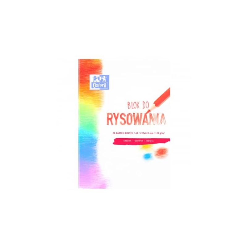 Blok rysowania A3 20 arkuszy 120 g biały Oxford