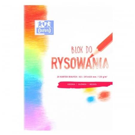 Blok rysowania A3 20 arkuszy 120 g biały Oxford