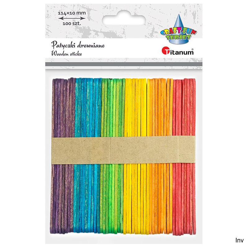 Patyczki drewniane mix kolorów 11,4 cm 100 sztuk Titanum