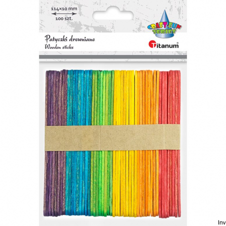 Patyczki drewniane mix kolorów 11,4 cm 100 sztuk Titanum