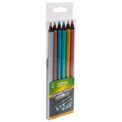Kredki CRICCO trójk.6kol. BLACK WOOD JUMBO metaliczne etui CR331W6 AX - 1