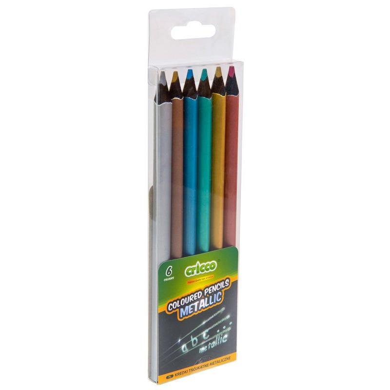 Kredki CRICCO trójk.6kol. BLACK WOOD JUMBO metaliczne etui CR331W6 AX - 1