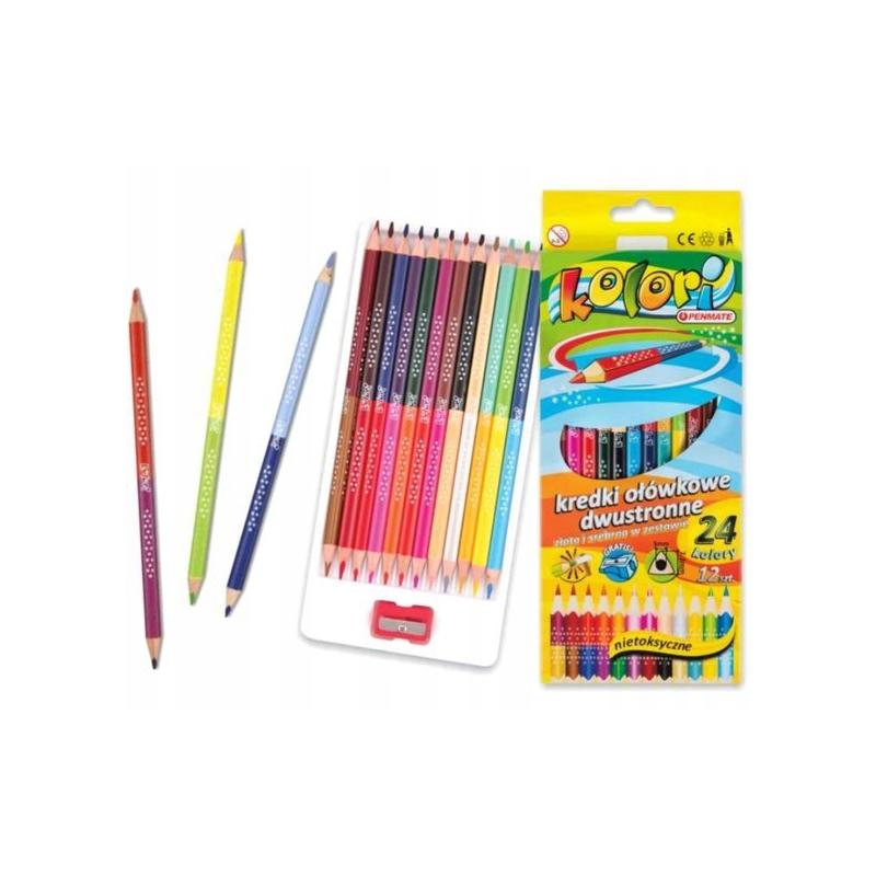 Kredki ołówkowe trójkątne dwustronne Penmate 12/24 kolorów Premium Kolori TT7227