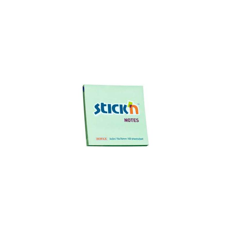 StickN Notes samoprzylepne 76x76 mm Zielony pastel 100 sztuk 21150