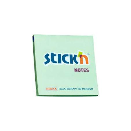 StickN Notes samoprzylepne 76x76 mm Zielony pastel 100 sztuk 21150