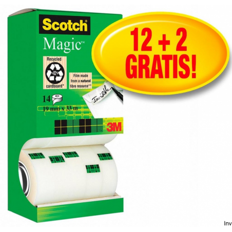 Taśma biurowa Scotch 3M Magic matowa 19mm 33m 12 sztuk + 2 rolki GRATIS