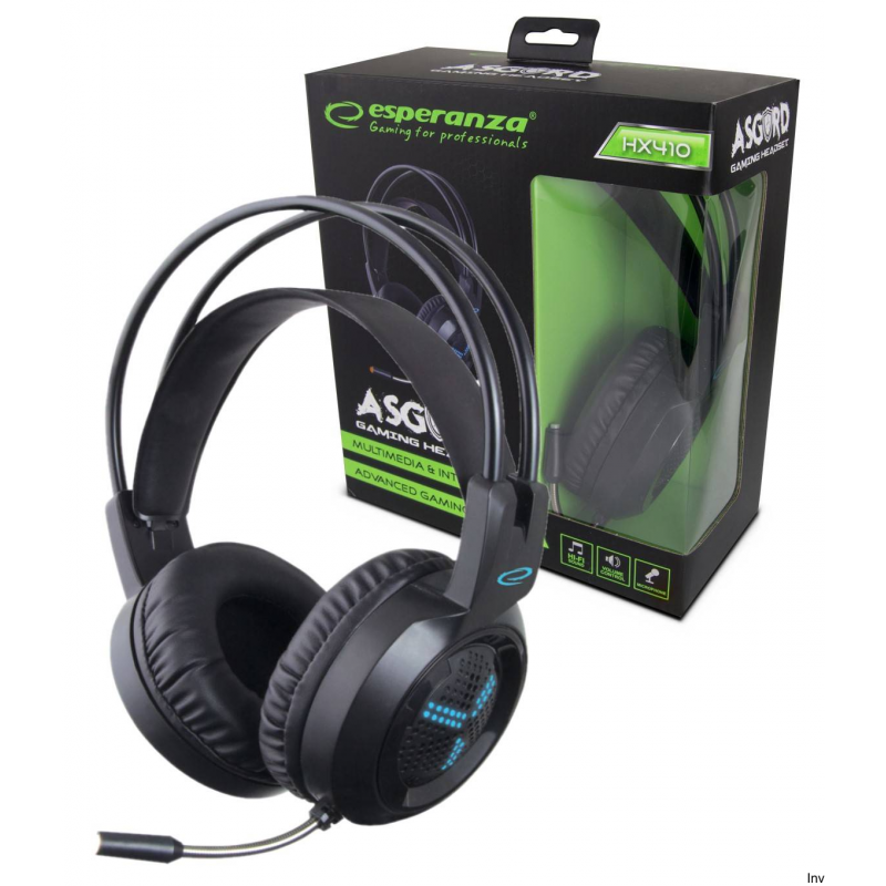 Słuchawki stereo z mikrofonem Esperanza GAMING ASGARD EGH410 czarne z podświetleniem LED