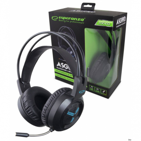 Słuchawki stereo z mikrofonem Esperanza GAMING ASGARD EGH410 czarne z podświetleniem LED