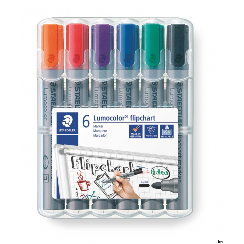 Marker flipchart Staedtler 6 kolorów 356-WP6, atrament na bazie wody, szybkoschnący, 10 sztuk w opakowaniu