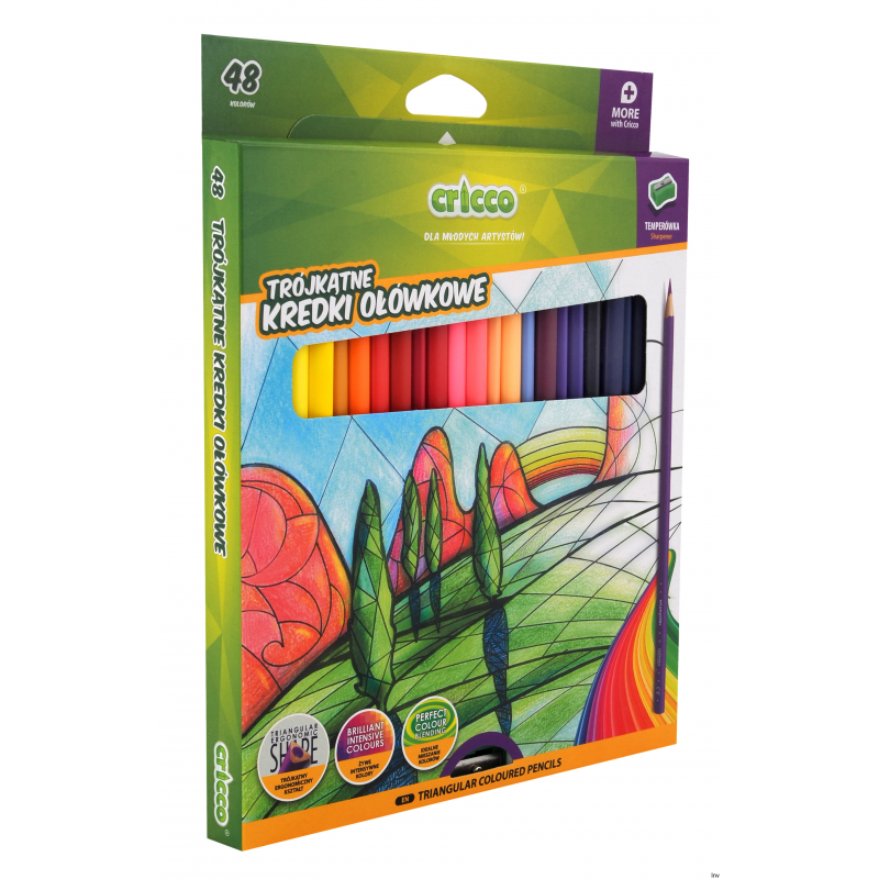 Kredki trójkątne Faber-Castell 48 kolorów z temperówką
