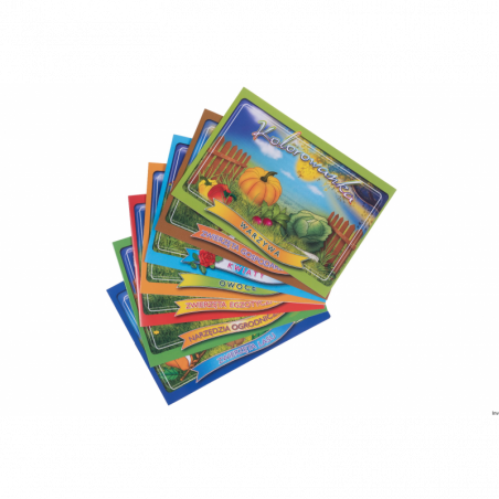 Kolorowanka dziecięca A5 mix KTW, 12 stron, opakowanie 20 sztuk, lakierowana okładka 210x115 mm