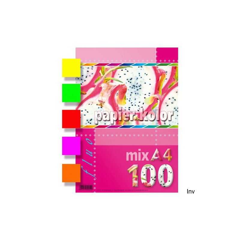 Papier xero A4 mix 100 ark. FLUO Kreska