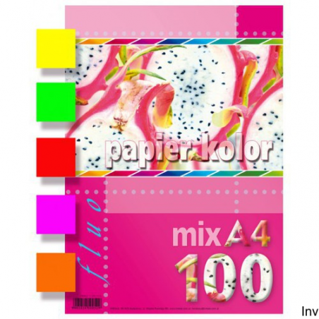 Papier xero A4 mix 100 ark. FLUO Kreska