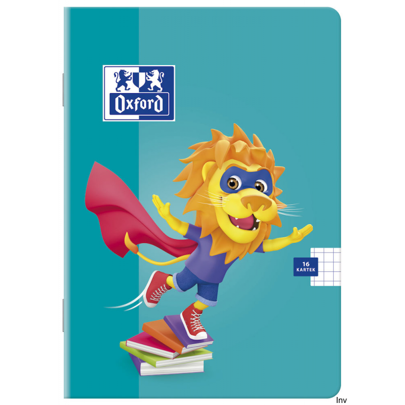 Zeszyt A5 16 kartek podwójna linia Oxford z lwem, papier 90g/m2, laminowana oprawa