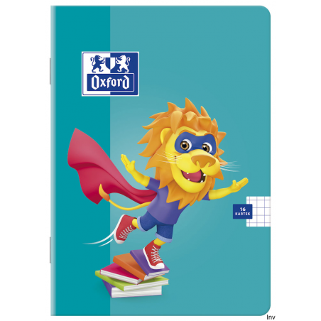 Zeszyt A5 16 kartek podwójna linia Oxford z lwem, papier 90g/m2, laminowana oprawa