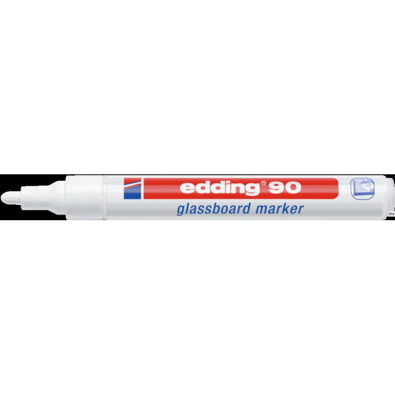 Marker Edding 90 do tablic szklanych biały 2-3mm