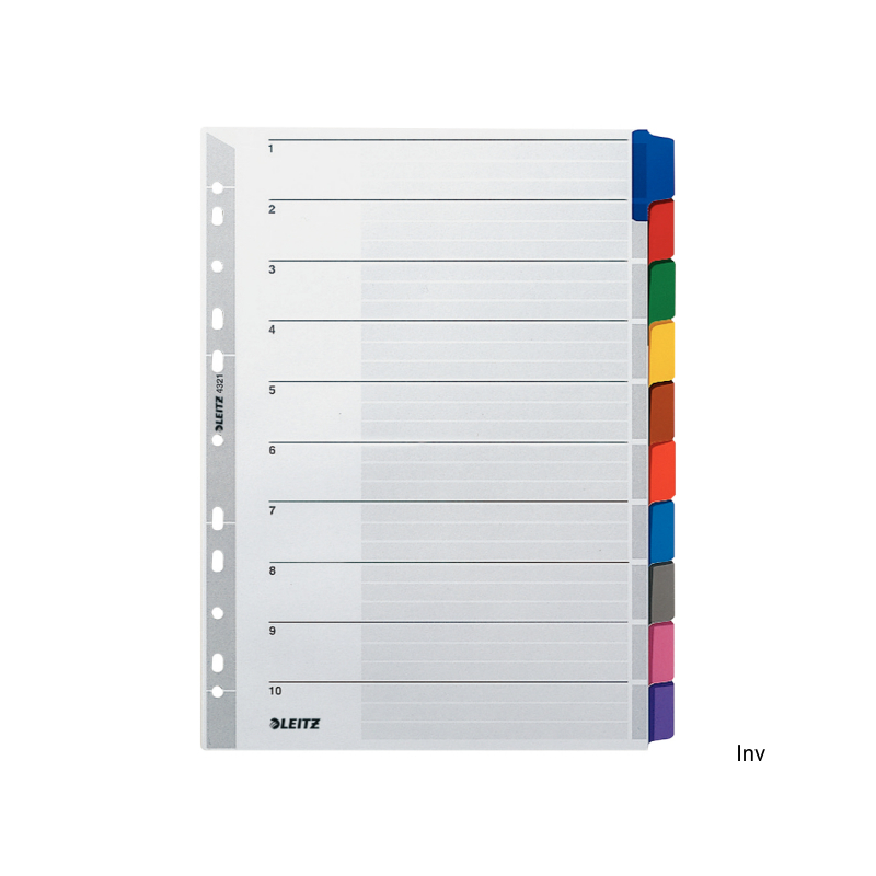 Przekładki kartonowe A4 Leitz, 10 sztuk, 160 g/m², kolorowe indeksy, multiperforowane
