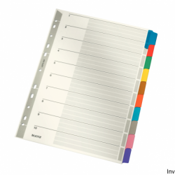 Przekładki kartonowe A4 Leitz, 10 sztuk, 160 g/m², kolorowe indeksy, multiperforowane