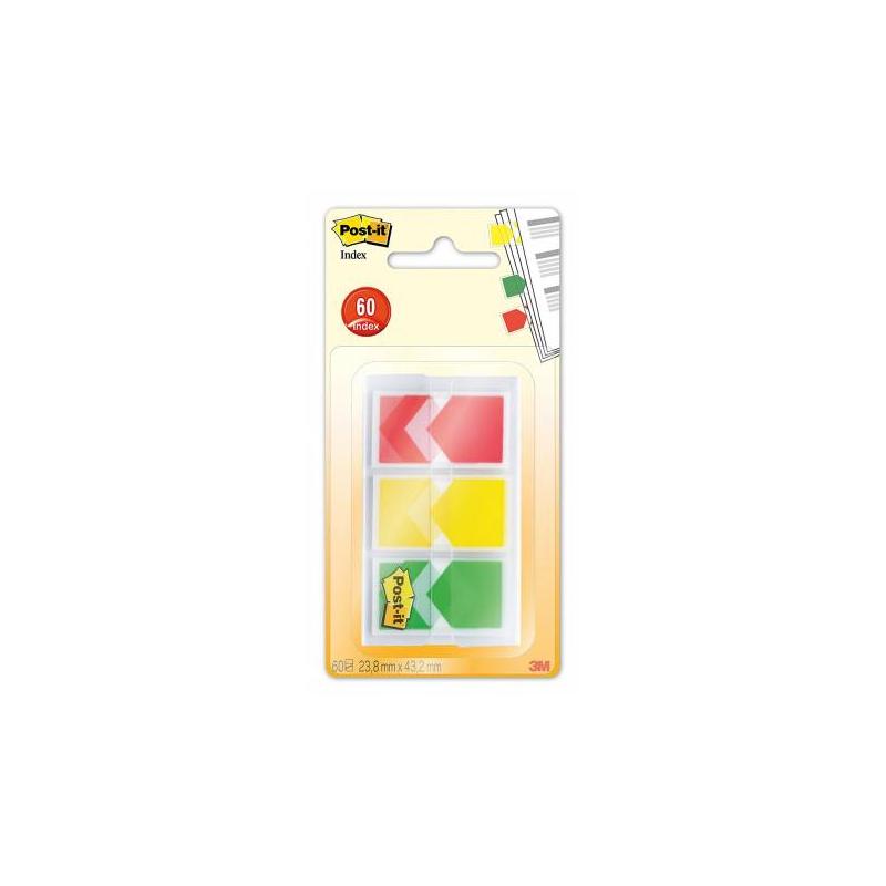 Zakładki indeksujące POST-IT (682-ARR-RYG), PP, 23,8x43,2mm, strzałka, 3x20 kart., mix kolorów - 1