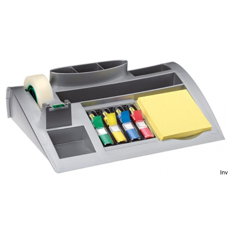 Organizer Scotch 3M C50 srebrny z taśmą i zakładkami, bloczek Post-it GRATIS, wymiary 245x165 mm
