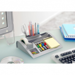 Organizer Scotch 3M C50 srebrny z taśmą i zakładkami, bloczek Post-it GRATIS, wymiary 245x165 mm