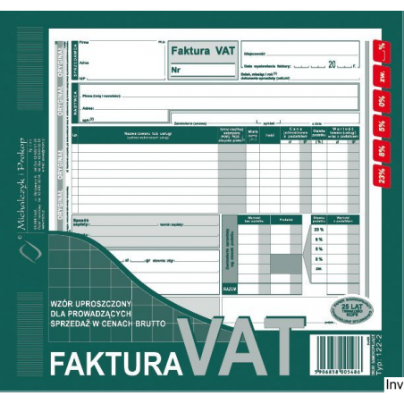 Faktura VAT uproszczona brutto 2/3 A4 Michalczyk i Prokop