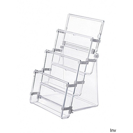 Stojak na ulotki A5 z trzema kieszeniami Panta Plast transparentny
