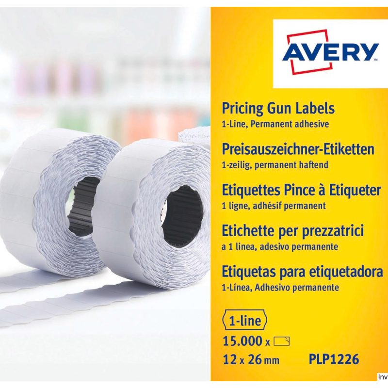 Etykiety cenowe Avery Zweckform 12x26 mm białe do metkownicy jednorzędowej, 15000 sztuk