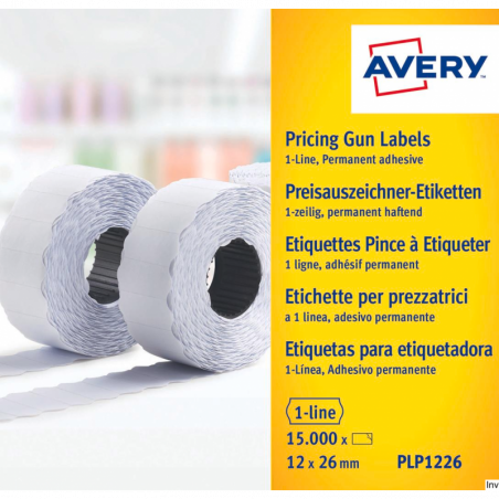 Etykiety cenowe Avery Zweckform 12x26 mm białe do metkownicy jednorzędowej, 15000 sztuk