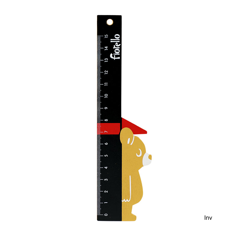 Linijka drewniana Fiorello 15 cm miś-miarka z jednostkami mm