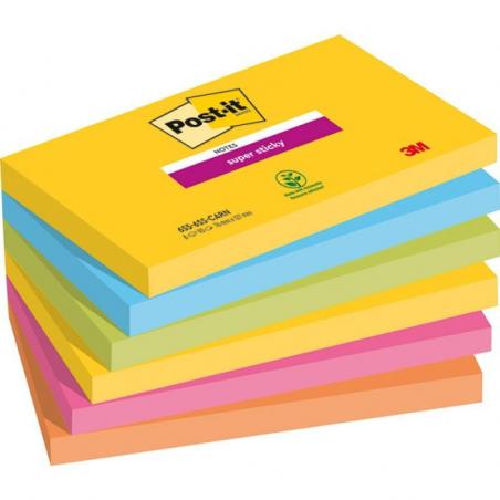 Karteczki samoprzylepne Post-it Super Sticky, CARNIVAL, 76x127mm, 6x90 kart.
