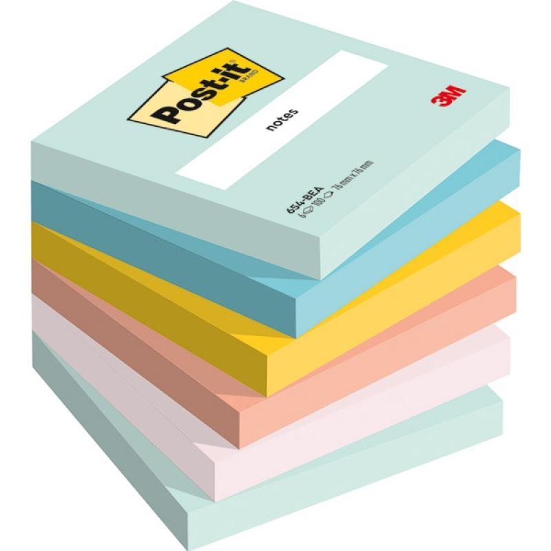 Karteczki samoprzylepne Post-it, BEACHSIDE, 76x76mm, 6x100 kart.