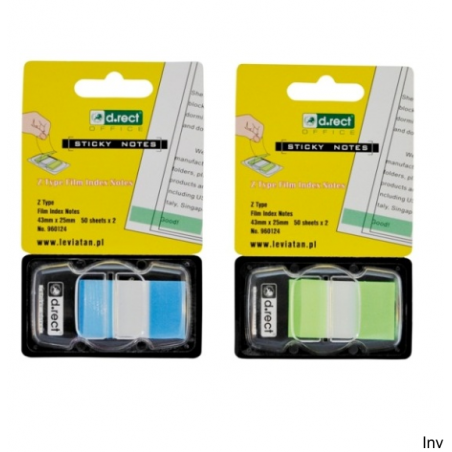 Zakładki index PET Z-TYPE 43x25 mm 50 arkuszy D.Rect