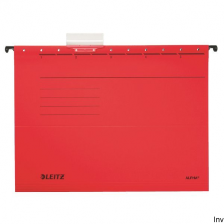 Teczki zawieszane Leitz Alpha, czerwone, A4, gramatura 225 gsm, opakowanie 25 sztuk